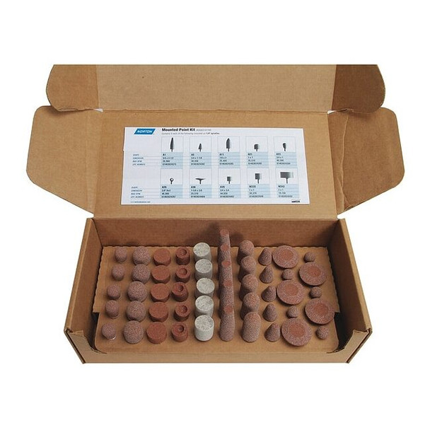Norton Abrasives Vitrified Mounted Pt Kit,A/O,60,Med 69083147789