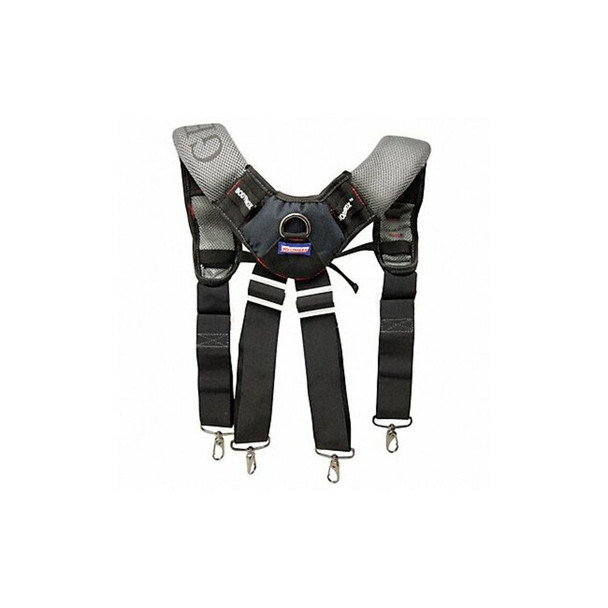 Tool Suspenders, Tool Belt Suspenders, Black, Gray, Polyester, 1 Pockets