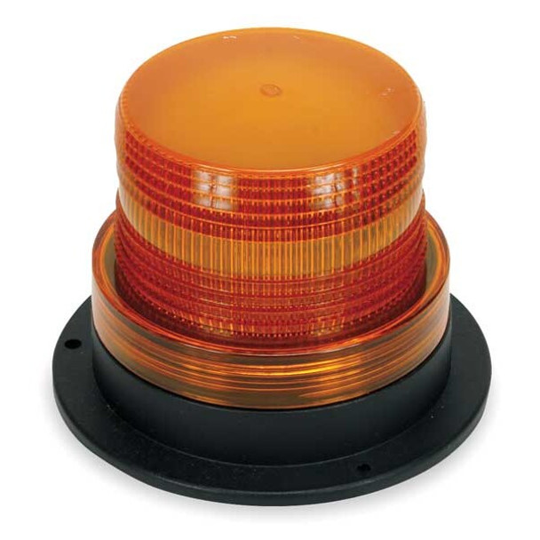 Warning Light, Amber, Strobe Tube, 12 to 80V DC, 72 FPM, 5 in Dia., Surface