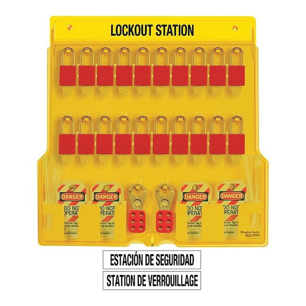 Master Lock Lockout Station,Filled,20 Padlocks 1484BP1106