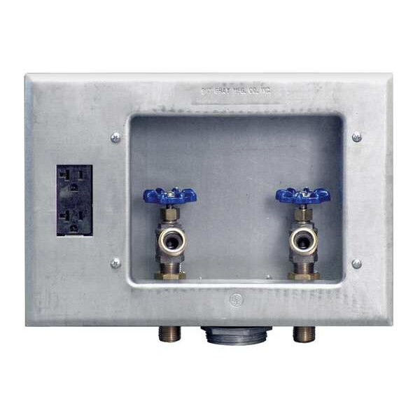 Guy Gray Washing Machine Outlet BoxGalvanizedDuplex Receptacle1/2" 82033
