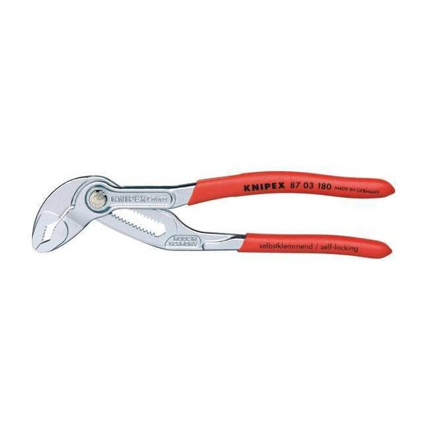 Knipex 7 1/4 in V-Jaw Tongue and Groove Plier Serrated, Plastic Grip 87 03 180