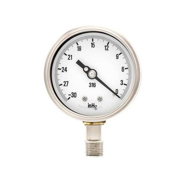 Pic Gauges Industrial Vacuum Gauge,  +/-1.0%, Metal PRO-311D-402A
