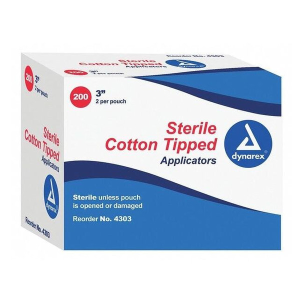 Dynarex Cotton Tip Swab, Non-Sterile, 3" L, PK1000 4301