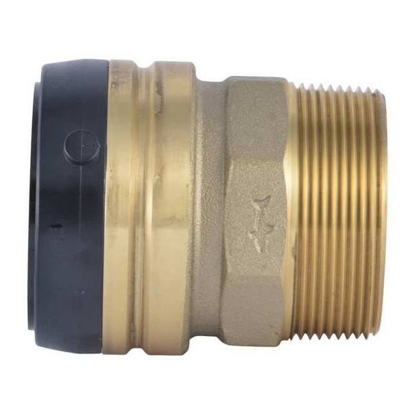 Sharkbite Push-Fit Adapter Fitting, 2 in Tube Size, Brass, Brass UXL115450M