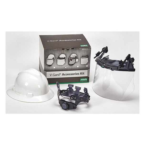 Hard Hat, V-Gard, Polyethylene, 4 Point Ratchet, Type 1, Class E, White