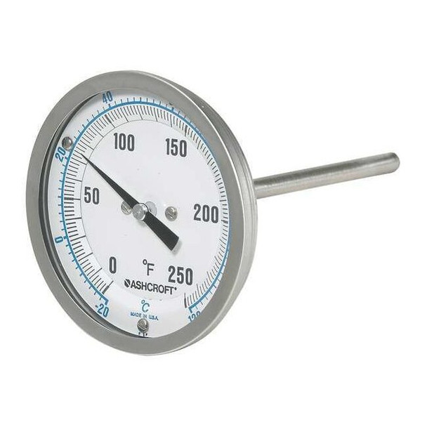 Ashcroft Dial Thermometer,Bi-Metallic,3 in Dial 30EI60R