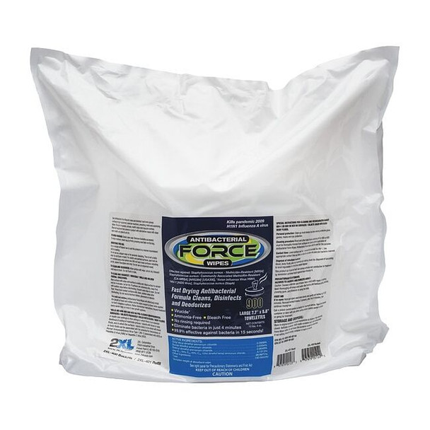 2xl Antibacterial Force Wipes, Bag, Unscented, White, 4 PK 2XL401