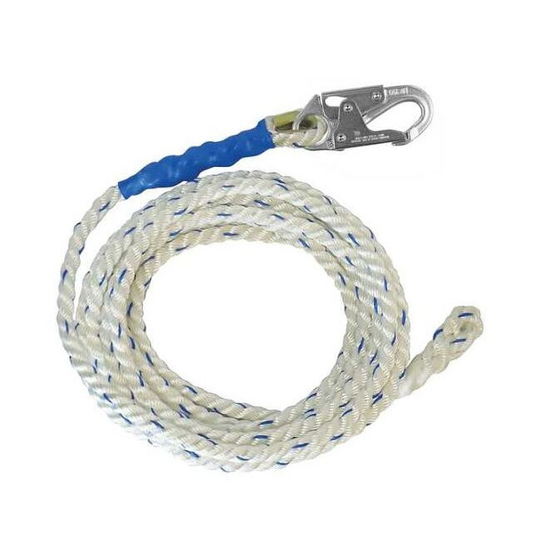 Falltech Vertical Lifeline,White,Steel Hardware 8125
