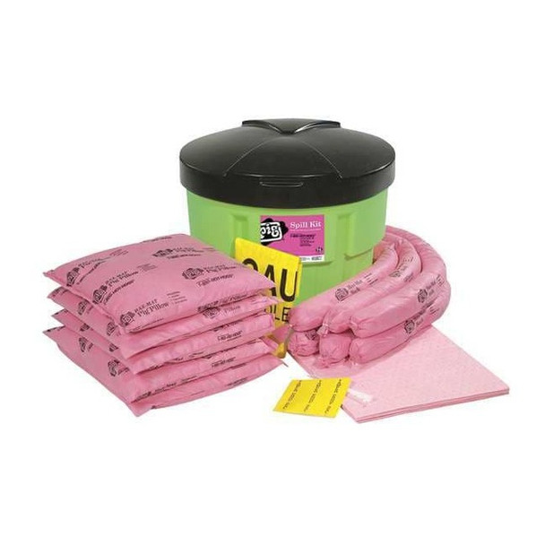 Spill Kit, 11 gal Volume Absorbed per Kit, 20 gal Capacity, Drum, Green, 30