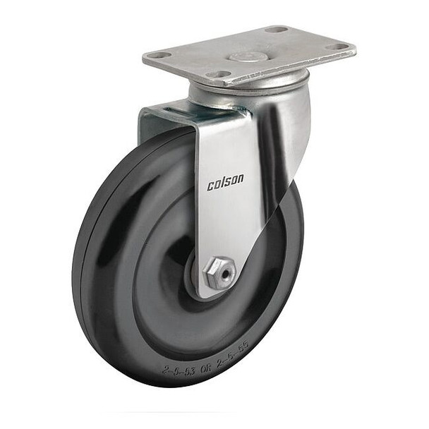 5" X 1-1/4" Non-Marking Polyolefin Swivel Caster, No Brake, Loads Up To 300 lb