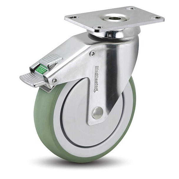 4" X 1-1/4" Non-Marking Swivel Caster, Directional Lock, Loads Up To 190 lb