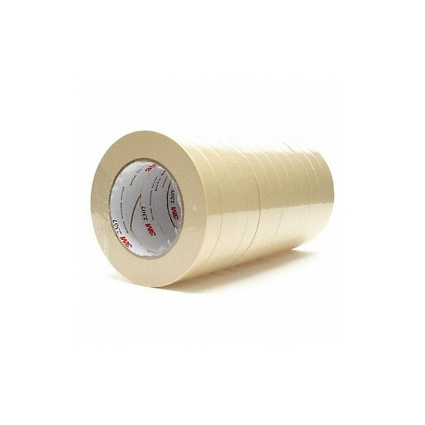 Masking Tape, 18 mm W x 55 m L, 5.2 mil Thick, Tan, Rubber Adhesive, 48 PK