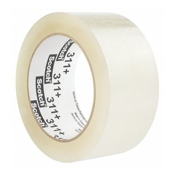 Carton Sealing Tape, 48 mm W, 100 m L, 2 mil Thick, Clear, Standard Duty, PK36
