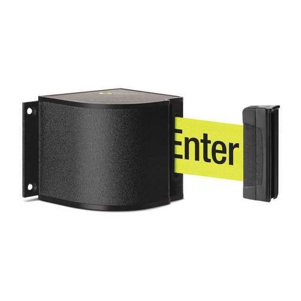 Retractable Belt Barrier, Black, 18 ft Length, Caution Do Not Enter, Wrinkle