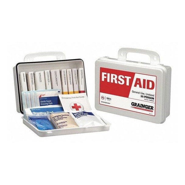 First Aid Kit and Housing, Plastic 105 Components, 25 People Served