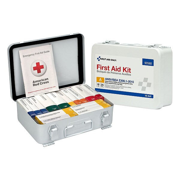 First Aid Kit and Housing, Metal 84 Components, 10 People Served