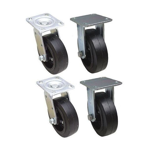 NSF-Listed Plate Caster,2200 lb. Ld Rating,Roller,PK4