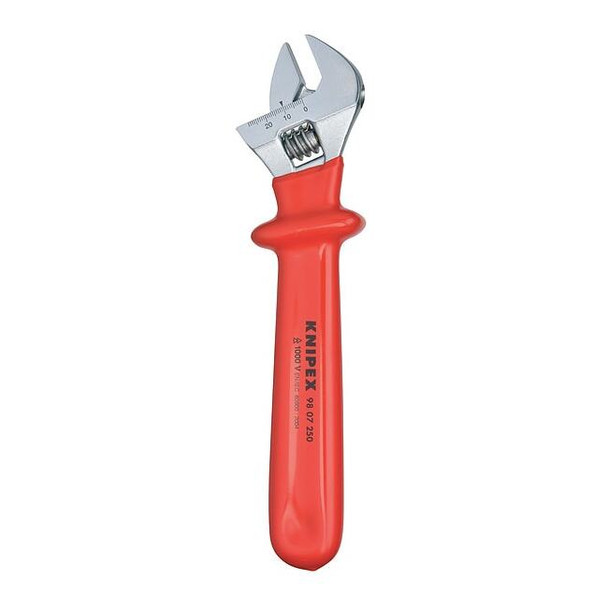Knipex Adj. Wrench,Ins.,10",1-1/8" Cap.,Chrome 98 07 250