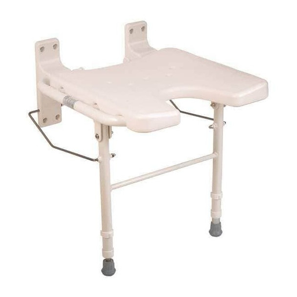 Concealed Wall Mount Bath Seat, 16-1/4" L, Steel, Powder Coated