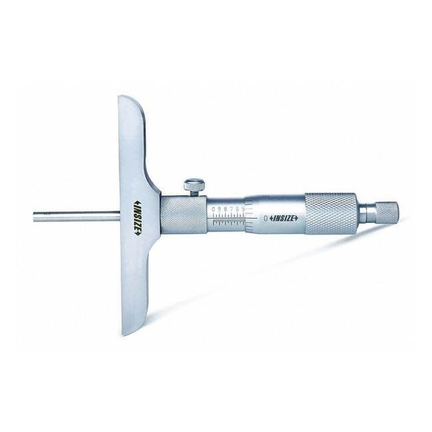 Insize Depth Micrometer,4" L Base,Flat Anvil 3240-1