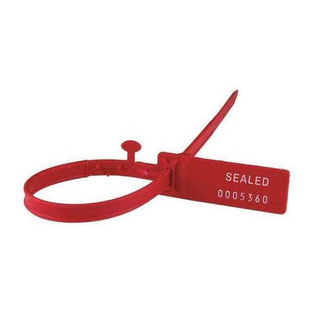 Adjustable High Strength, Secure Grip Seal,11"L,Red,7 Digits,PK100