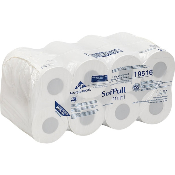 Georgia-Pacific Toilet Paper Roll,500,White,19516,PK16 19516 Georgia-Pacific Toilet Paper Roll,500,White,19516,PK16 19516