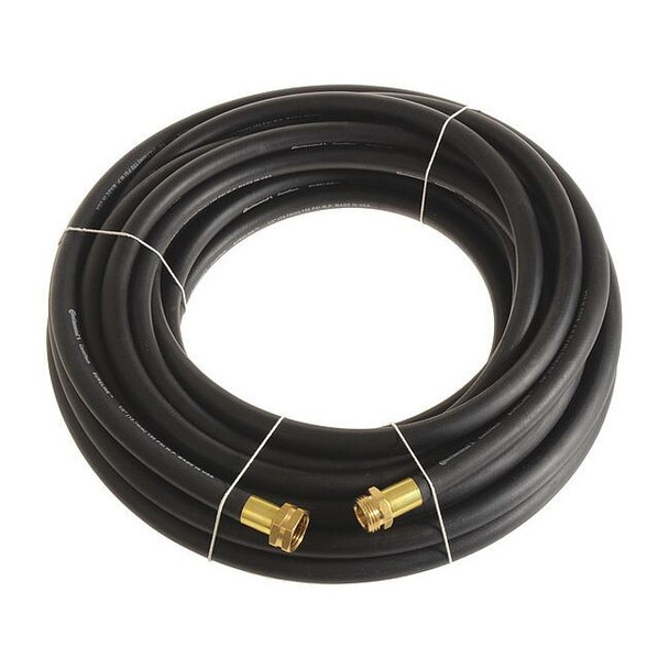 1/2 in ID x 25 ft L Garden Hose, EPDM Tube, Black, Brass x Brass Fitting