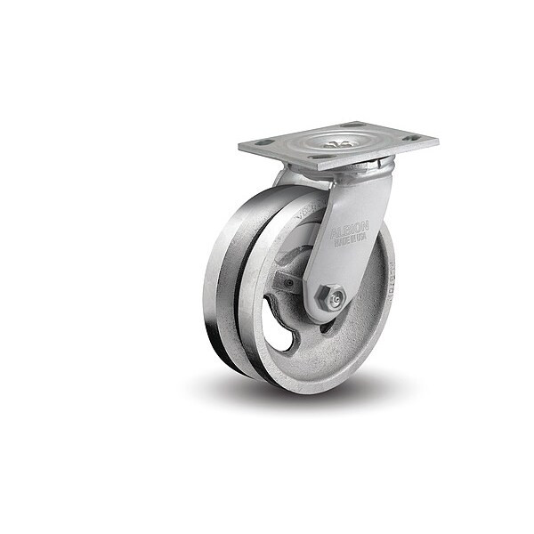 4" X 2" Cast Iron V Grove Swivel Caster, No Brake, Loads Up To 800 lb