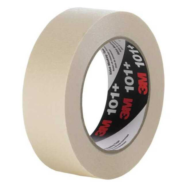 Masking Tape, 96 mm W x 55 m L, 5.1 mil Thick, Tan, Rubber Adhesive, 8 PK