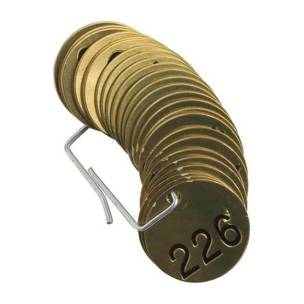 Brady Numbered Tag Set,226 to 250,25 Tags, PK25 23209