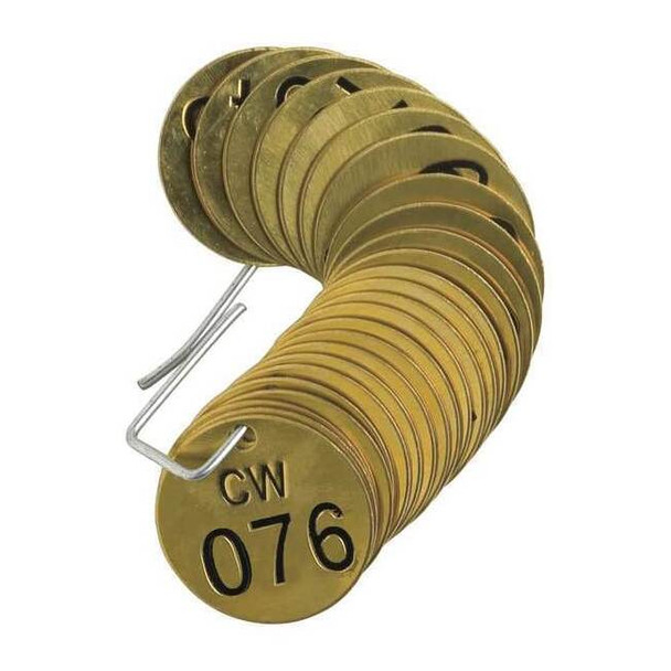 Brady Numbered Tag Set,76 to 100,25 Tags, PK25 23259