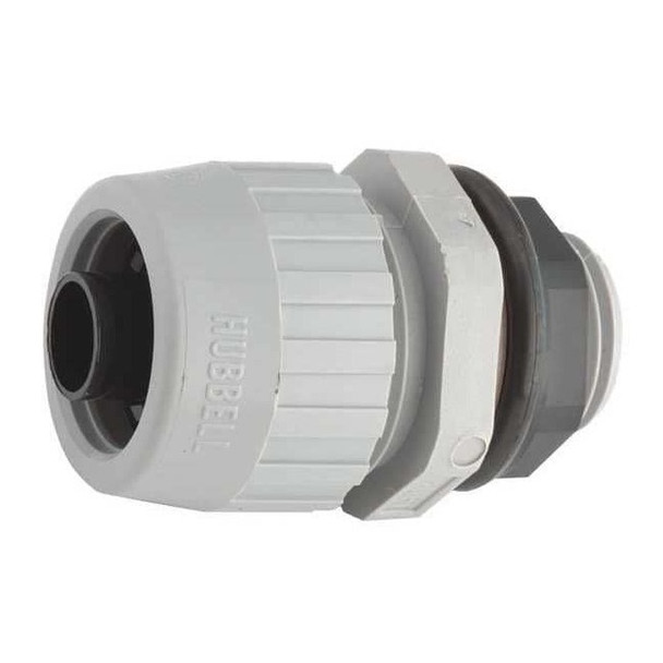Conduit Fitting Connector, 1-1/2 in, Liquid-Tight, Nylon, Zinc Plated, Gray