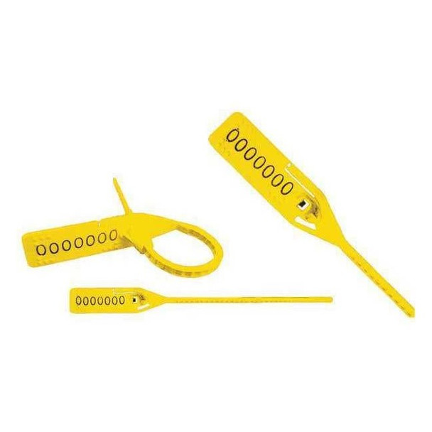 Pull Rip Stamped Seals 5-1/2" x 9/64", Yellow, Pk250