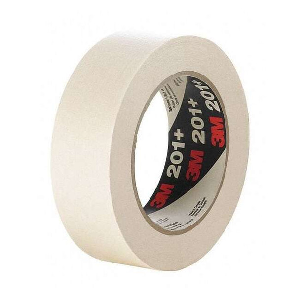 Masking Tape, 18 mm W x 55 m L, 4.4 mil Thick, Tan, Rubber Adhesive, 48 PK