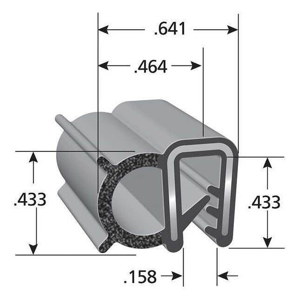 Trim-Lok Black Vinyl Seal 100 ft. L, 0.641" W, 0.433" H DDA1549-100
