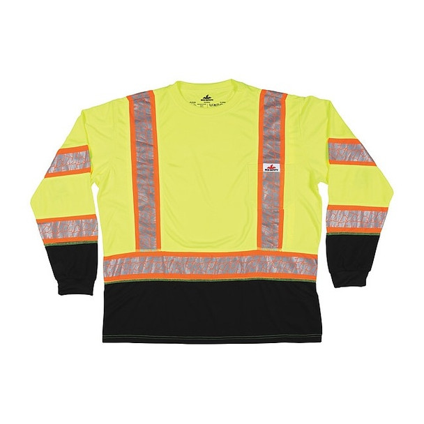 Mcr Safety Long Sleeve T-Shirt, 3, R, Polyester, Green, 4XL FFLTC3SLX4