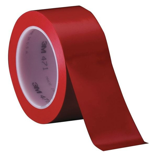 3m Floor Marking Tape, vinyl, No Legend, Red, 3 in W., 5.2 mil Thickness 471