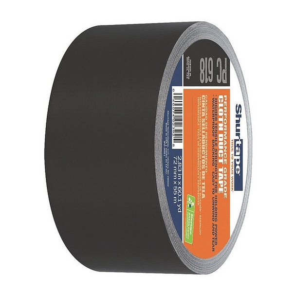 Shurtape Duct Tape, Black, 60-1/8 yd L, 2-7/8 in W, PK16 105479