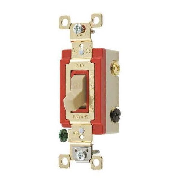 Bryant Wall Switch, 1 hp, Toggle, 20 A, Clear 4903PLC120