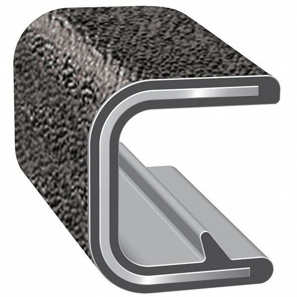 Trim-Lok Edge Trim,25 ft L,Black, PVC, 13/32 in W 100B3X1/4-25