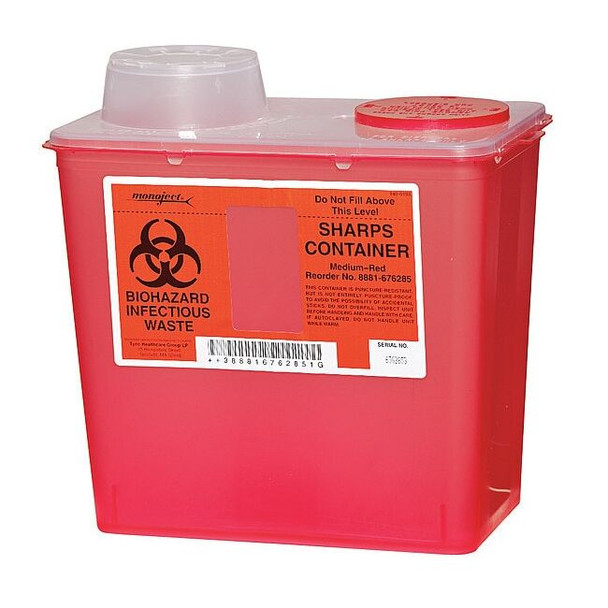 Covidien Sharps Container,2 Gal.,Chimney Top,PK5 0SCM019285