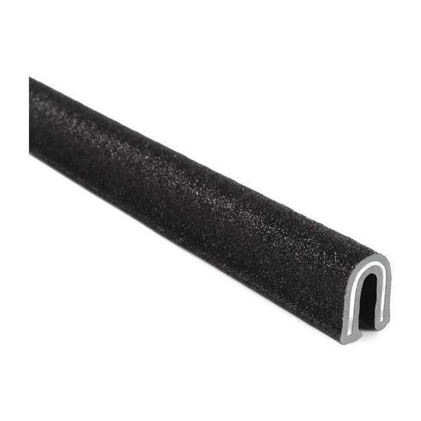 Edge Trim, PVC, Aluminum, 25 ft Length, 3/8 in Overall Width, Style: Rubber Look