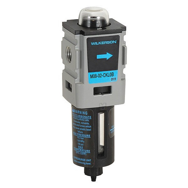 Wilkerson Compressed Air Filter,0.5 micron Rating M08-02-BK00B