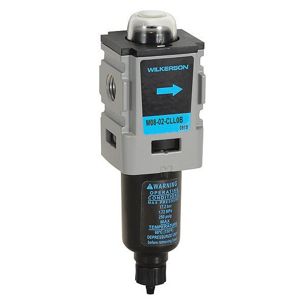 Compressed Air Filter, 0.5 micron Rating, Overall Width: 1.56 in