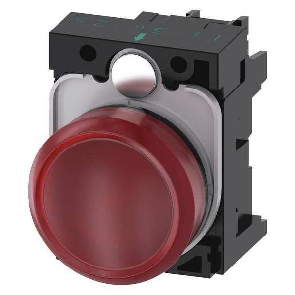 Siemens Pilot Light Complete,Round Shape,Red 3SU1102-6AA20-1AA0