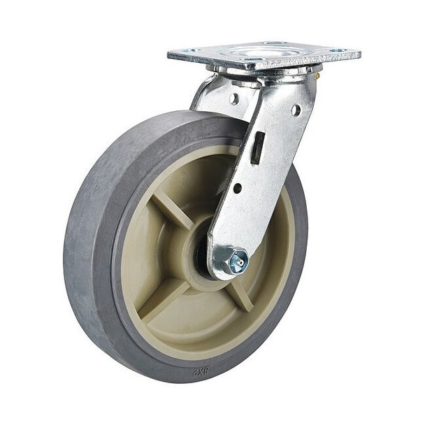Manufacturer Varies Swivel Plate Caster,Rubber,8 in.,675 lb. P21S-PRP080R-14-EL