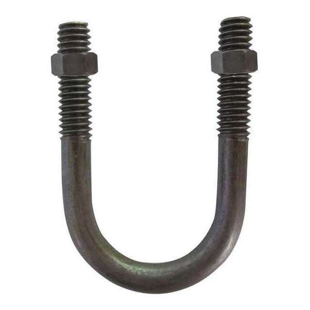 Round U-Bolt, 3/8"-16, 1 3/4 in W, 2 3/4 in H, Plain Stainless Steel, 10 PK