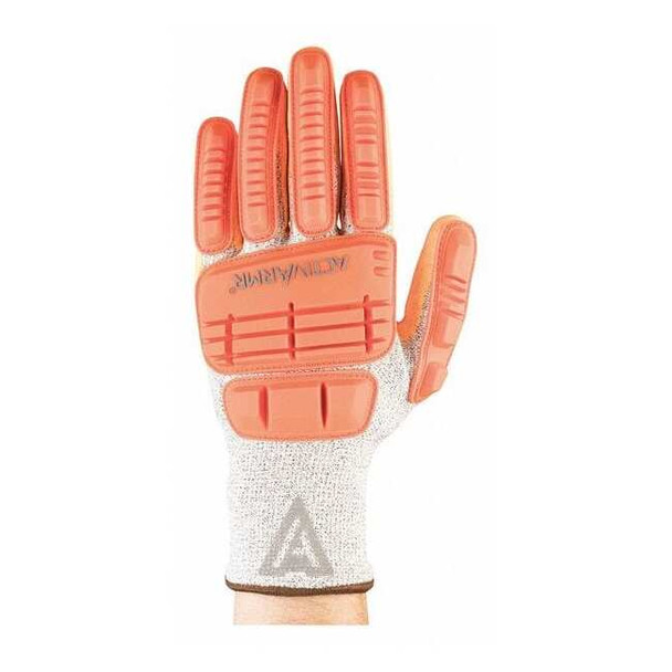 Hi-Vis Cut Resistant Impact Coated Gloves, Cut Level A4 ,Nitrile ,Sandy ,8 1 PR