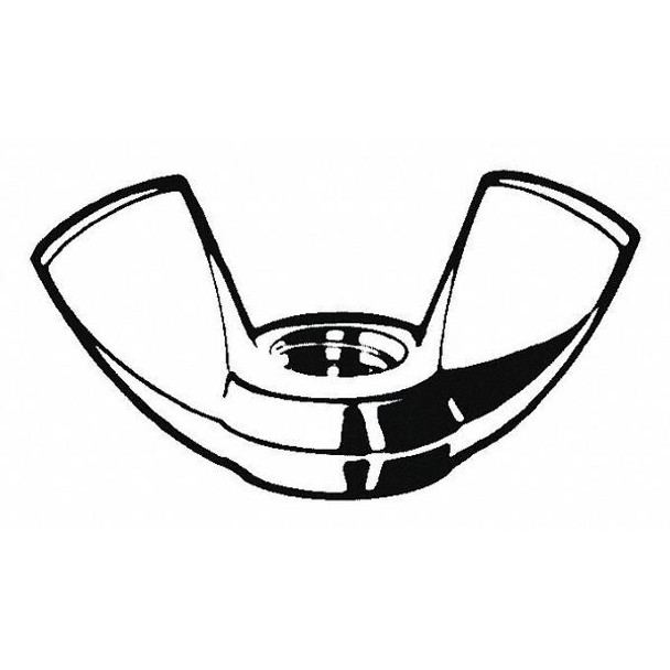 Wing Nut, 3/8"-24, Steel, Zinc Plated, 0.79 in Ht, 1.44 in Max Wing Span, 25 PK